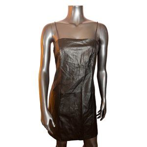 NWT Faux Leather Spaghetti Strap Back Zip Mini Dress